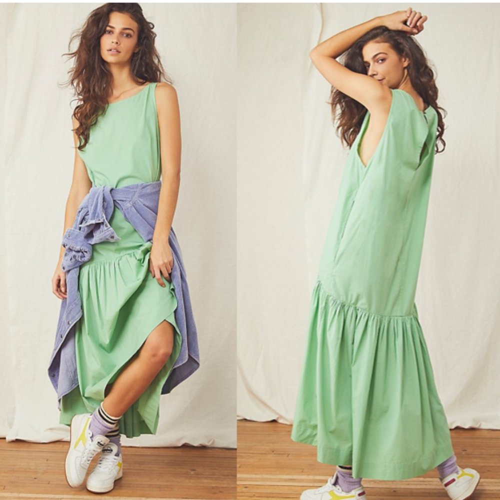 Free People Mint Green Tiered Midi Dress